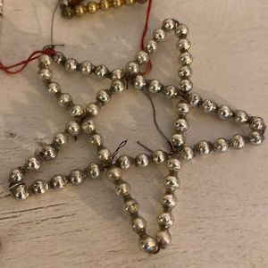 1930’s Antique Czech Mercury Glass wire strung Christmas ornaments feather tree